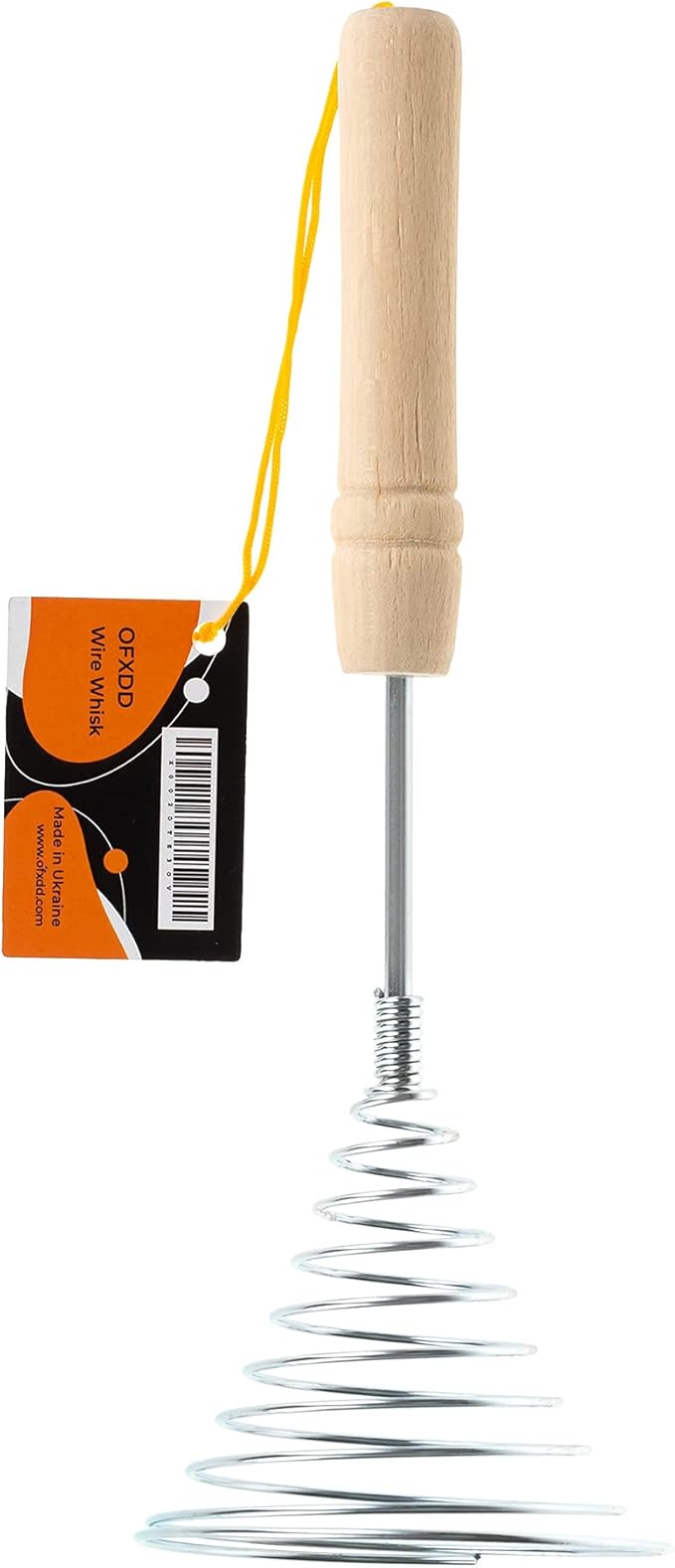 Stainless Steel Spring Coil Whisk 1 Pcs - Wire Whip Egg Whisk with Wooden Long Handle - Heavy Duty Whisks for Cooking
