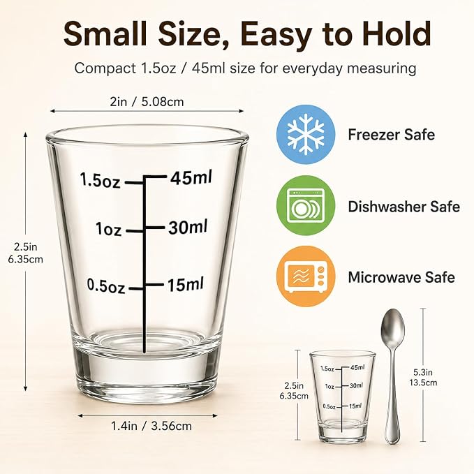 12 Pack 1.8 OZ Shot Glasses Bulk with Heavy Base, Clear Measuring Shot Glasses Set for Vodka Tequila Whiskey Liquor (with Tray)