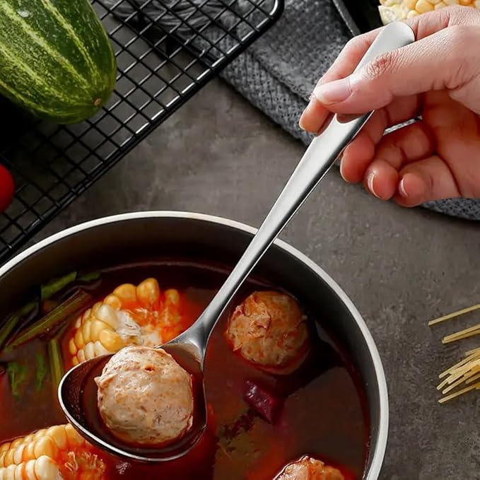 2pcs Soup Serving Ladle Small Soup Spoon Stainless Steel Gravy Soup Spoon Kitchen Utensil Cooking Long Handle Soup Spoon(sliver)