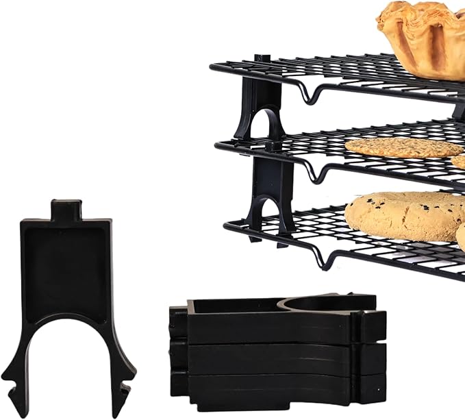 Wire Rack Stacker, Pack of 4 - Organize Your Baking with Space-Saving Ease (Black, Small)