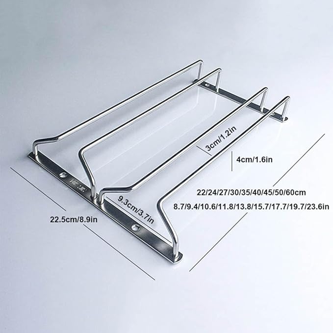 MObyat 1/2/3 Rows Wine Glasses Hanging Rack, Hanging Wine Glass Rack Under Cabinet, Storage Hanger Organizer for Kitchen Cabinet Bar, with Screws (Size : 2Rows(22.5X24CM/8.9X9.4IN))