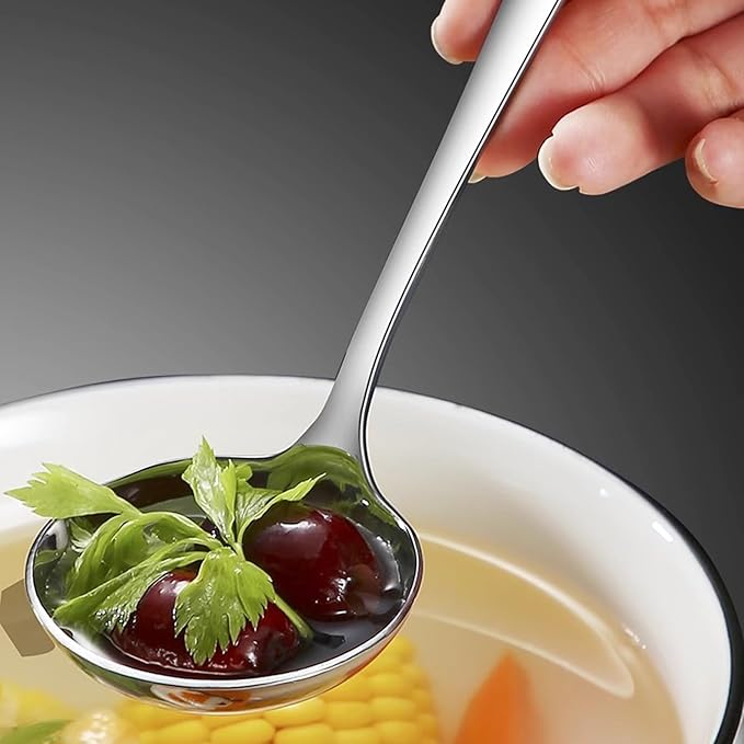 Small Ladle, Small Ladle for Sauce, 2-Piece Stainless Steel Gravy Soup Spoon, for Spooning Gravies and Sauces 7.7Inch (Color:Silver)