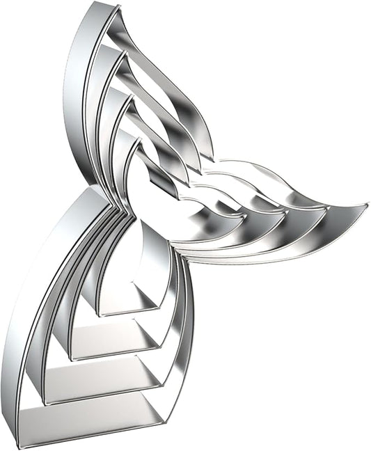 Mermaid Whale Fish Tail Cookie Cutters Shapes Set Assorted Sizes - 5 inch, 4 inch, 3 inch, 2 inch - Stainless Steel