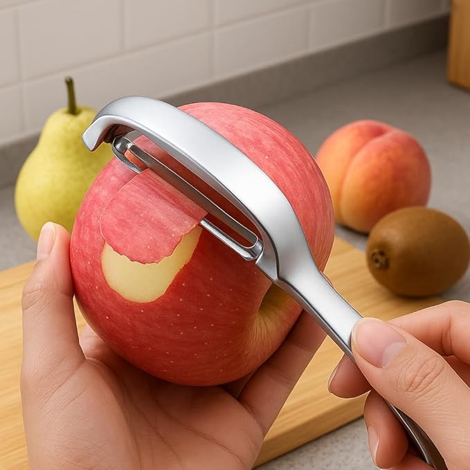 3-in-1 Garlic Press, Lemon Slicer & Peeler Set - Rustproof Stainless Steel, Easy-Clean with Soft, Ergonomic Handle