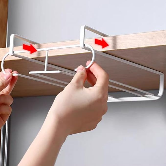 AYNEFY Kitchen Bars Restaurants 2 Rows Stemware Wine Glass Holder Under Cabinet Hanging Storage Organizer For Shelf Kitchen Decorations Wine Glasses Storage Hanger Metal Kitchen
