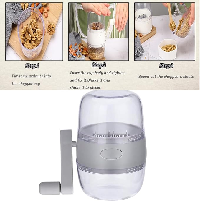 Nut Chopper,Manual Nut Grinder with Hand Crank,Hand Held Food Shredder Cutter for Different Nuts for Baking for Kitchen