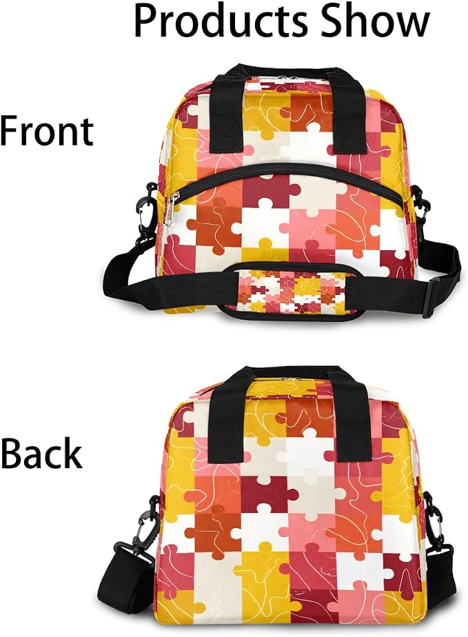 Pardick Autism Puzzle Color Insulated Lunch Bag for Women Leakproof Lunch Box Large Cooler Thermal Tote Bag with Shoulder Strap Meal Prep Bags for Work School Office Picnic Teen Girls Adult