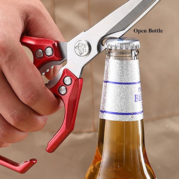 【Upgraded All-Metal Ergonomic 】Heavy Duty Kitchen Scissors All Purpose Cooking Shears for Food Poultry, Meat, Fish, Vegetables, Rust-Proof, Dishwasher Safe