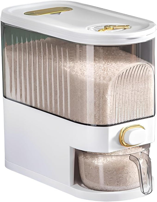 Sooyee Clear Rice Dispenser 11Lb with Measuring Cup | Cereal Dispenser, Food Storage Container, Measuring Cup Included, Kitchen Pantry Rice Soybean Corn cereal grain
