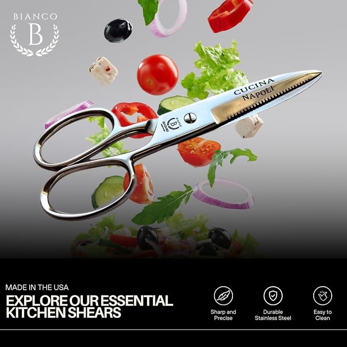 Kitchen Shears | 8" Multi-Purpose Kitchen Scissor | Stainless Steel | Made in USA