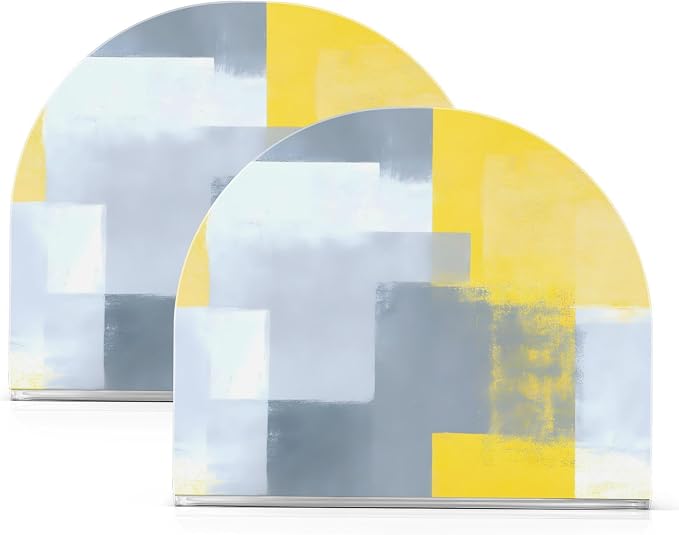 Grey and Yellow Abstract Art Painting Napkin Holder for Tables Paper Cocktail Napkin Holders for Kitchen and Dinning, Acrylic Dinner Napkin Dispenser for Restaurant Home Decor Bar Accessories 1 Pack