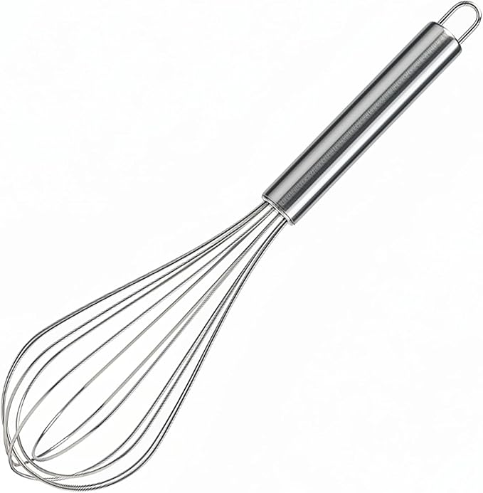 10-Inch Stainless Steel Balloon Whisk – Wire Whip for Cooking, Baking, Blending & Beating – Ergonomic Kitchen Utensil for Eggs, Sauces, Gravy & Batter – Dishwasher Safe & Rust Resistant