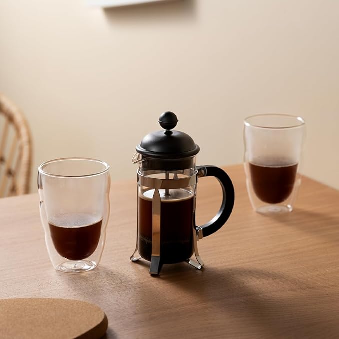 Bodum Caffettiera French Press Coffee Maker, Black Plastic Lid and Stainless Steel Frame, 3-Cup, 12-Ounce