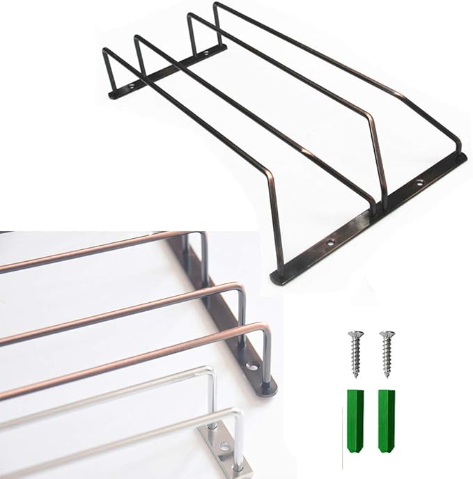 Stemware Wine Glass Hanging Rack Under Cabinet Kitchen Bar Storage Wine Glass Rack Holds up to 8-10 Wine Glass, 13.4 Inch 2 Rows, Bronze