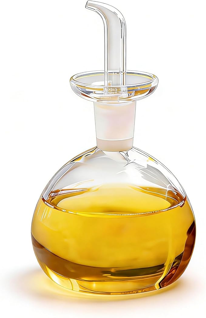 ELETON Cylindrical 16 oz Olive Oil Dispenser Bottle Glass with No Drip Spout -Olive Oil & Vinegar Dispenser Glass Cruet Decanter- Glassware Seal Handicraft Easy Clean Drip Free Bottles for Kitchen