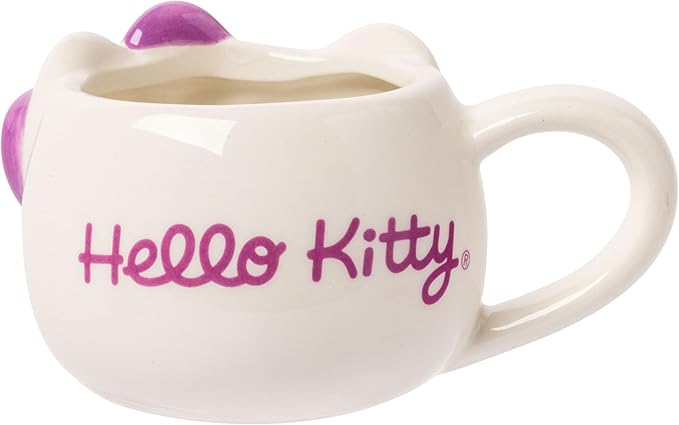Silver Buffalo Sanrio Hello Kitty Different Color Bows 3 Pack Ceramic 3D Sculpted Mini Cup Set with Handles, Perfect as a Sugar, Cream, or Milk Set, 3.5 Ounces