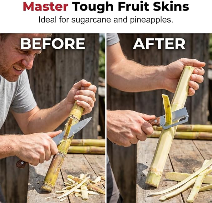 Premium Multi-Functional Vegetable Peeler for Kitchen, Heavy Duty Stainless Steel Potato Peeler with Ergonomic Wooden Handle & Bottle Opener & Storage Hanging Hole for Fruit and Vegetables (B-2Pcs)