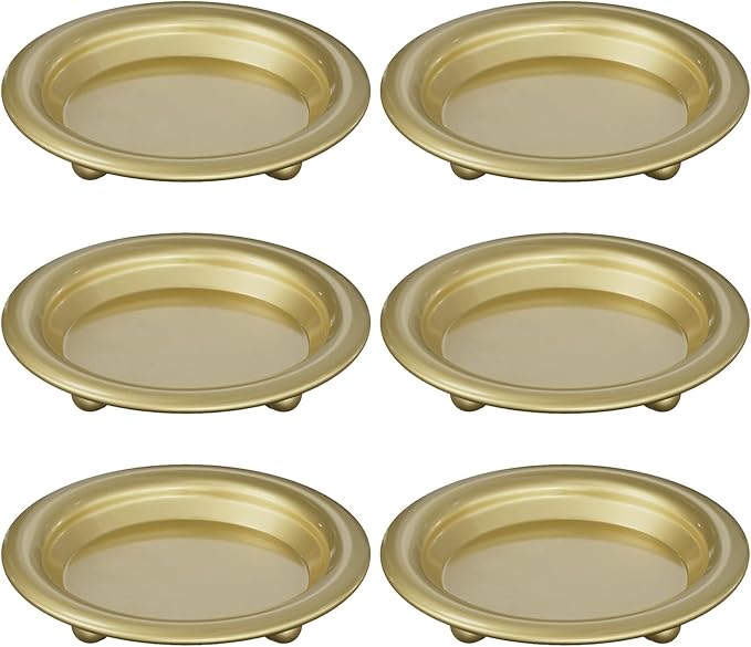 Gold Pillar Candle Holders, 6 PCS Elegant Modern Candle Tray Stand for Table Centerpieces, Minimalist Candle Sticks Holder Decor for Living Room, Dining Table, Wedding Gift