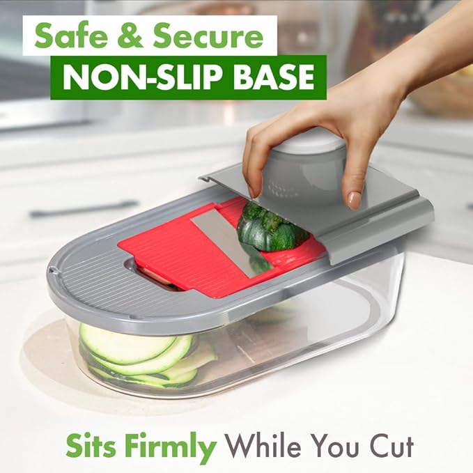 Vegetable Chopper and Mandoline Slicer with Container, CHOPZILLA 4 Stainless Steel Blades, BPA-Free Onion Dicer, Veggie Chopper, French Fry Cutter, Fruit Salad Potato Food Slicer and Dicer, Pink