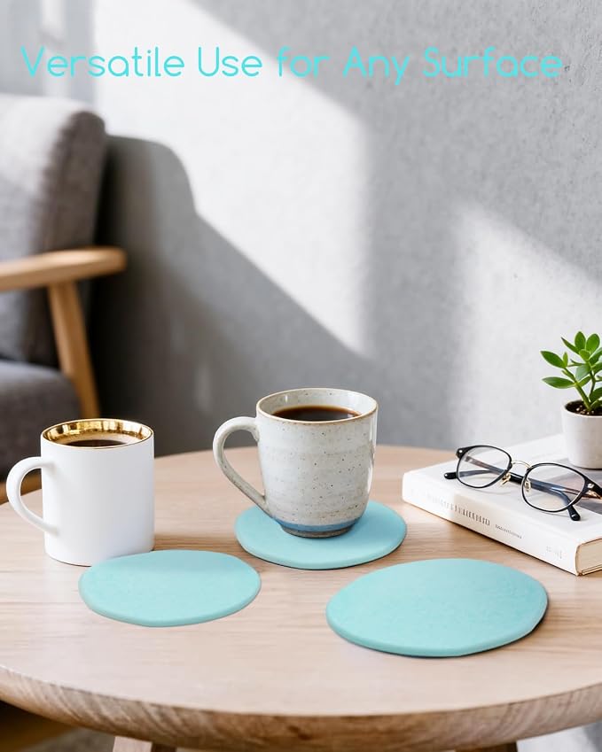 Diatomaceous Earth Coasters,3.9"x3.9", Quick-Dry, Absorbent, Heat-Resistant, Modern Stone Design, Dark Gray, Irregular Shape (2, Green)