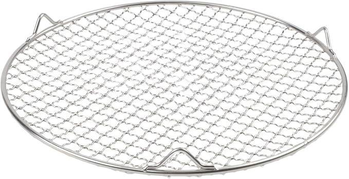 Round Cooling Rack 201 Stainless Steel Wire Oven Grill Sheet, 1.8mm Thick Border with 3 Legs for Baking, Grilling, Steaming, Drying Pies Cakes Pizza, Easy to Clean Silver Kitchen Tool(30.5cm)