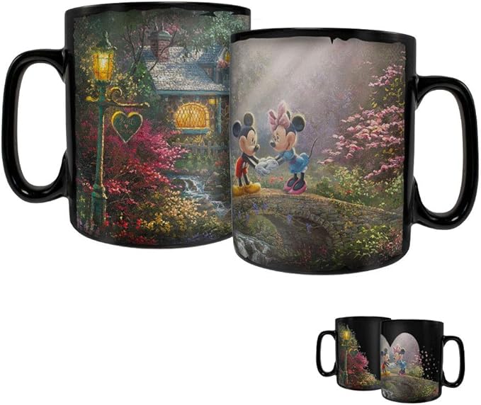 Morphing Mugs Disney – Mickey and Minnie Mouse – Sweetheart Bridge Heat Sensitive Clue Mug – Full image revealed when HOT liquid is added - 16oz Large Drinkware MMUGC959