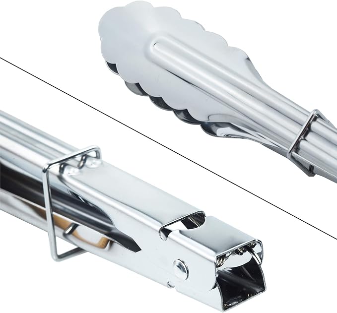 HINMAY Stainless Steel Locking Kitchen Tongs Extra Long Sturdy Heavy Duty Tongs Set for Cooking Grilling and Barbecue BBQ (14-Inch 3 Pieces)