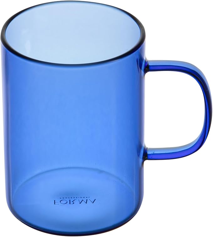 Restaurantware Glass Coffee Mug 12 Count 7 Oz Borosilicate Tea Cup with Ergonomic Handle, Dishwasher-Safe Blue Thermal Resistant Mug for Hot and Cold Drinks