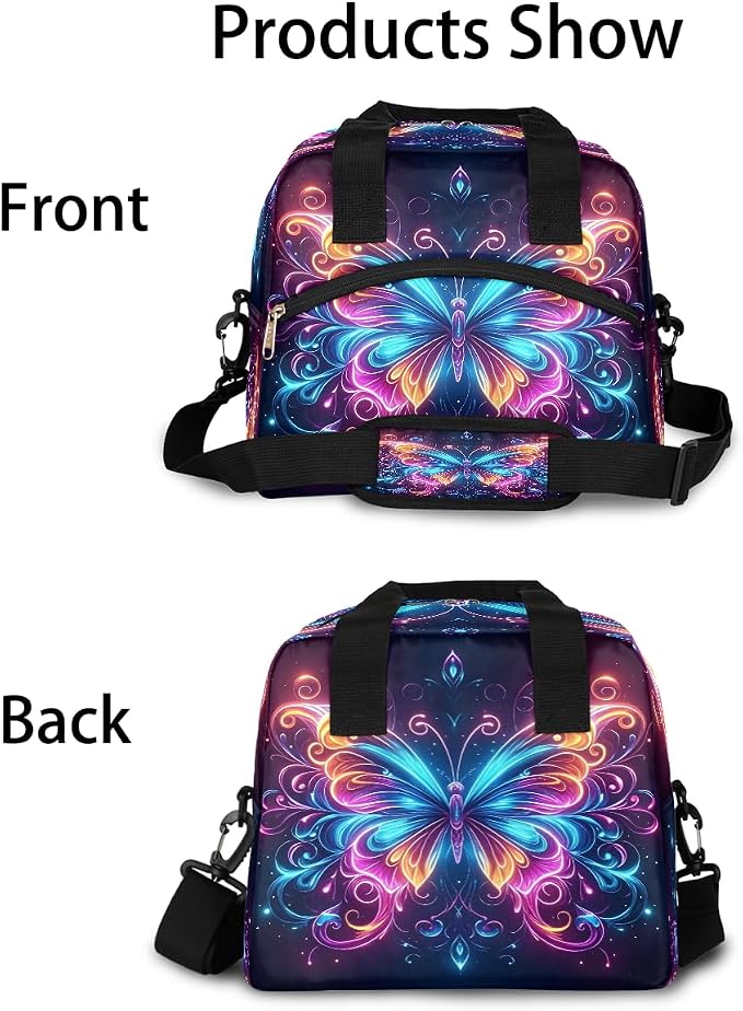 Pardick Galaxy Butterfly Insulated Lunch Bag for Women Girl Reusable Lunch Tote Box With Shoulder Strap Lightweight Thermal Cooler Meal Prep Bag for Work School Office Picnic