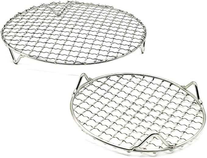 2Pcs Round Stainless Steel Cooling Rack For Baking Sheet Roasting Steaming And BBQ With Strong Support And Rust Resistant Finish For Long Term Use(15cm)