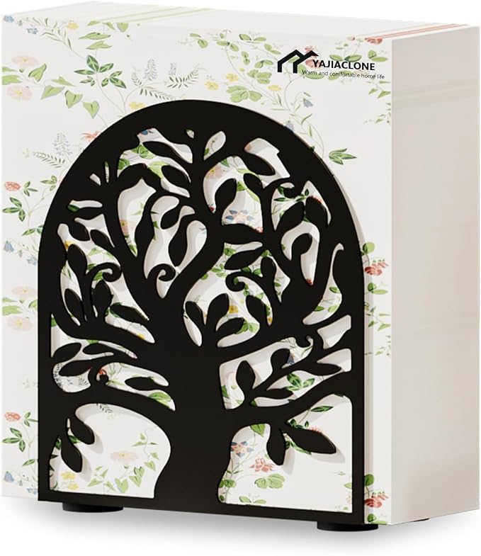 Metal Napkin Holder for Table – Decorative Tree of Life Napkin Holders for Kitchen & Dining Table, Fits Cocktail, Lunch & Guest Paper Napkins, Black Countertop Napkin Holder for Home, Restaurant & Bar