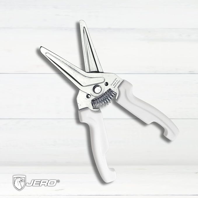 JERO Spring Assisted Stainless Steel Kitchen Shears with Holder - Perfect Kitchen Scissors For Herbs, Floral Trimming, Crafting and Kitchen Use - Made In Portgual - Ideal Gift For Chef Or Butcher
