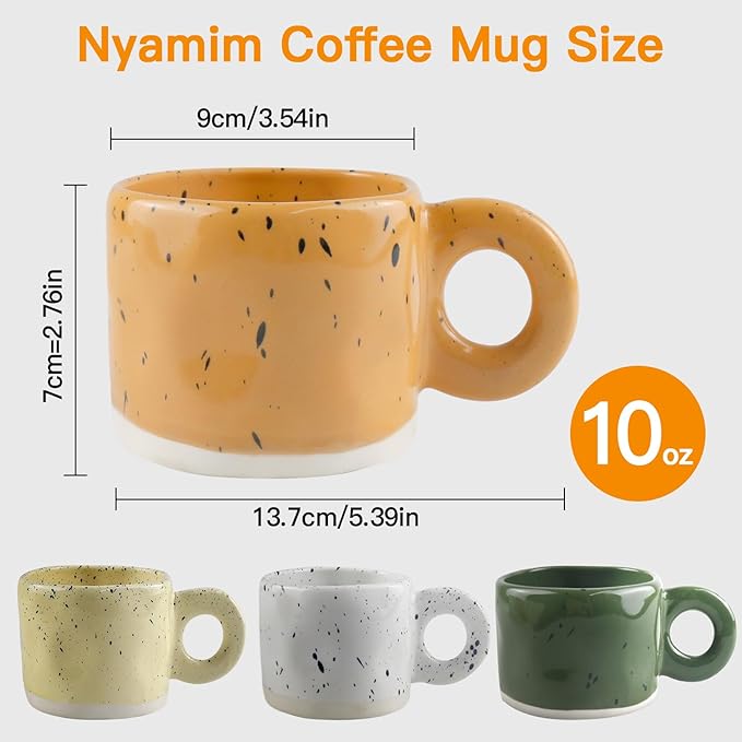 Coffee Mugs Set of 4, 10oz Coffee Cups Ceramic with Splash-ink & Comfortable Handle, Dishwasher & Microwave Safe, Multi-color Ceramic Stoneware Mug Set for Home, Office, Gift