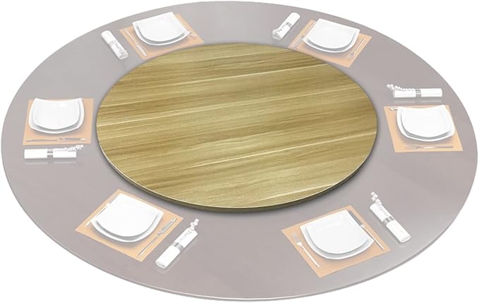 Large Wooden Turntable Lazy Susan, Round Table Service Tray 50/60cm, Dining Table Top Serving Plate, 360° Wood Serving Tray, Lazy Susan Turntable Rotating Serving Board, For Dining Table, Easy To Shar