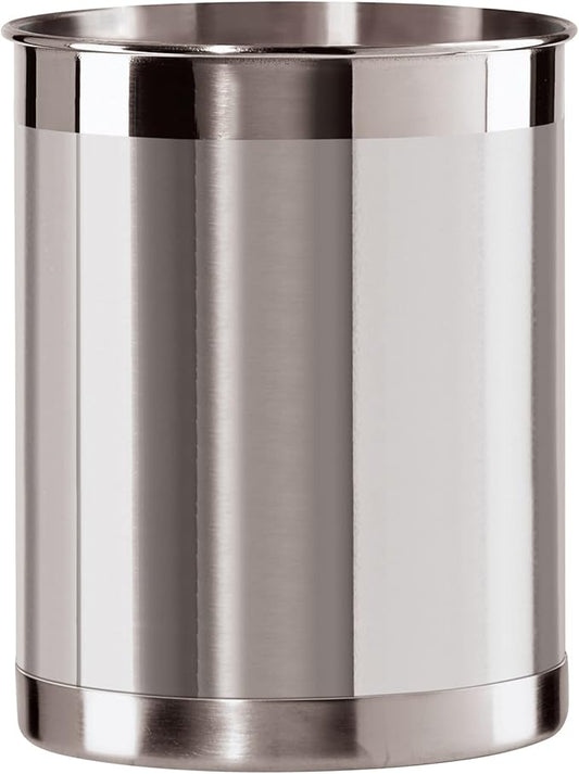 Oggi Stainless Steel Utensil Holder - 5" Diameter, Utensil Caddy, Weighted Base for Stability - Larger-Sized Utensil Crock and Countertop Utensil Organizer, Stainless Steel