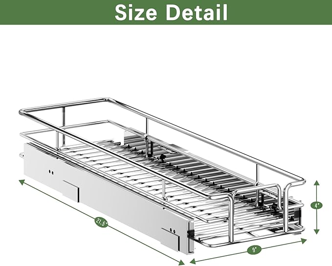 LOVMOR Pull Out Cabinet Organizer 9" W x 21½" D, Kitchen Cabinet Pull Out Shelves Slide Out Storage