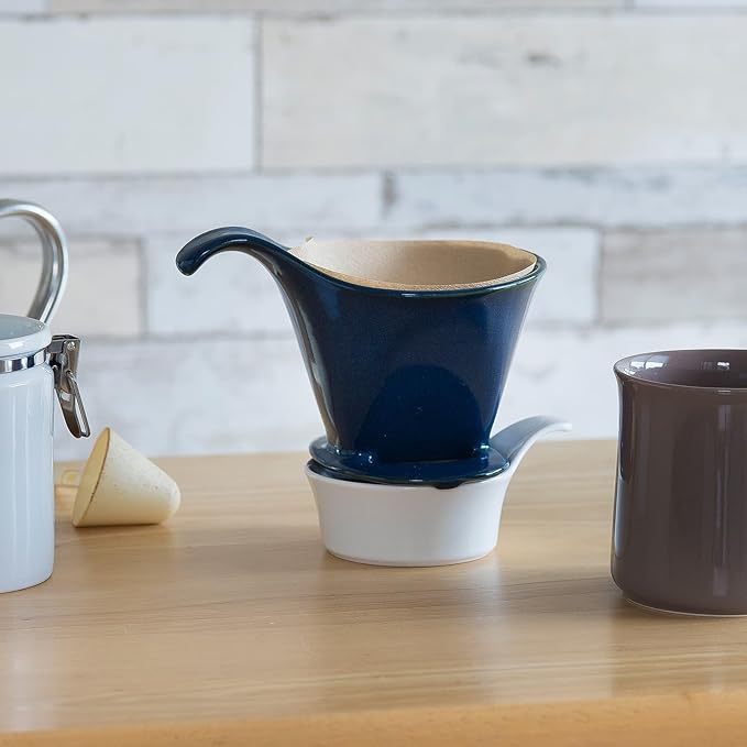 Zero Japan - Bee House Pour Over Coffee Dripper - Lead-Free & Cadmium-Free Ceramic Coffee Maker with Elegant Peek Hole, Drip Cone Brewer Coffee Gifts, Brewing Accessories - Jeans Blue, Standard Size