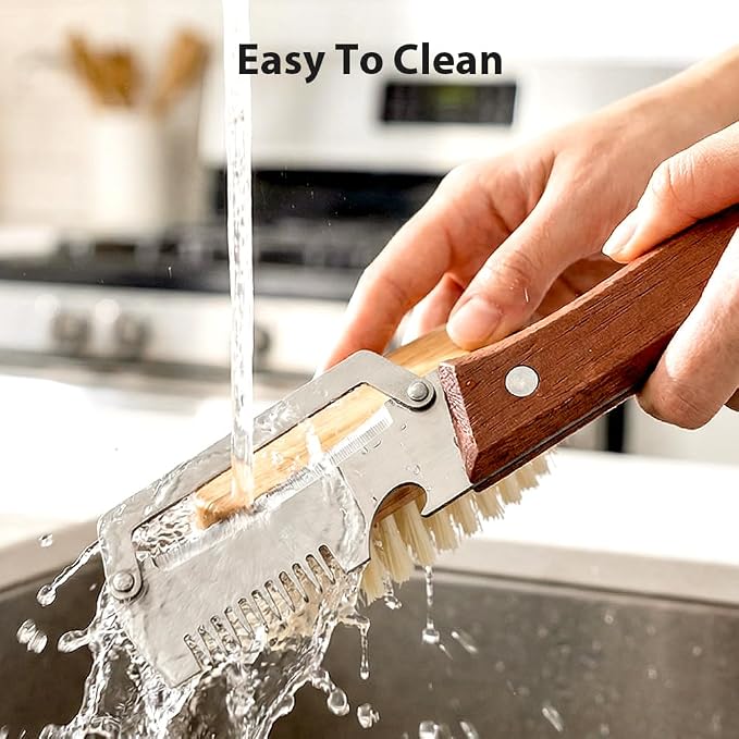 2026 New Multi-functional Vegetable Peeler, 3 in 1 Ktchen Multi-function Stainless Steel Thickened Fruit Peeler Knife with Wooden Handle, Suitable for Peeling Fruits and Shredding Scallions (2)