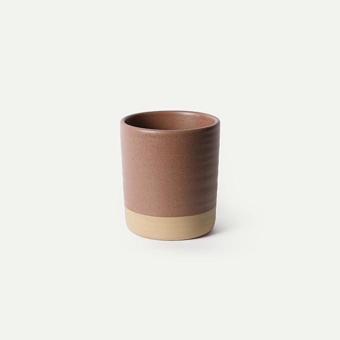 Mora Ceramic Kitchen Utensil Holder - Wooden Spoon & Spatula Crock for Countertop, Modern Farmhouse Home Decor, Large 7.3" Cooking Organizer for Stove Top and Counter - Heavy & Sturdy - Terracotta