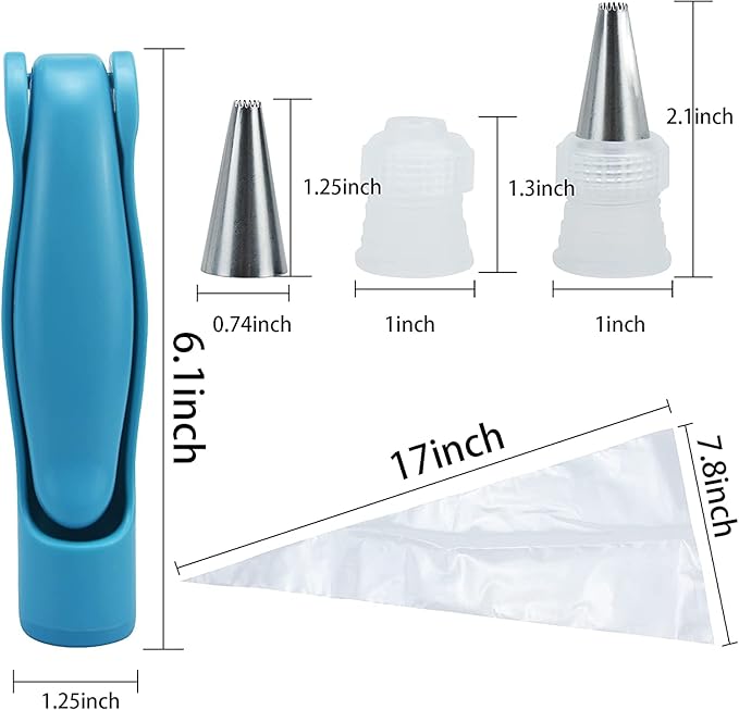 Pastry DIY Cake Decorating Pen, Xafissy Cake Decorating Pen Tool Kit Blue DIY Cake Decor Pen Supplies with 4 Different-Shaped Nibs, 4 Nozzles Decorative Bags and 2 Couplers