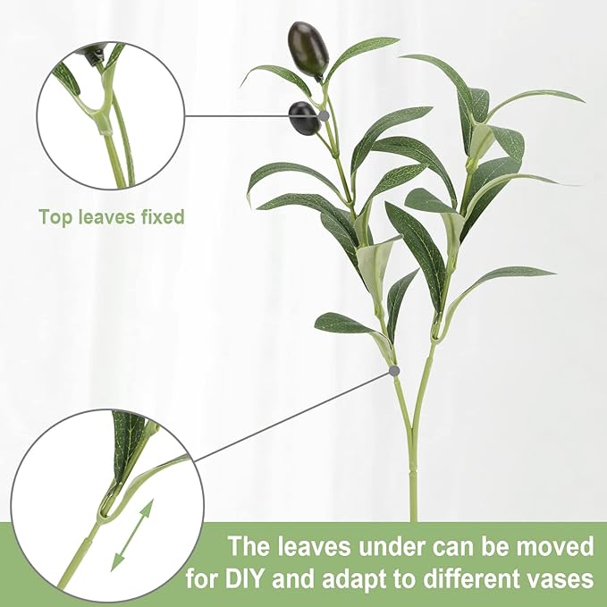 100PCS 10in Faux Olive Leaves Stems Bulk Artificial Olive Branches Bundles Greenery Plants for Small Vase Tabletop Party Activities Greenery Decor Home Office Wedding (Vase Not Included)