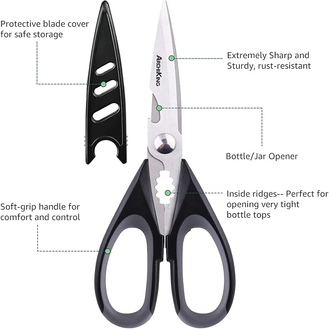 Kitchen Shears Scissor & Cooking Scissors - Sharp Blades, Professional Stainless Steel Scissors for Food Meat Poultry Vegetable - Dishwasher Safe - All-Purpose Chef's Tool…
