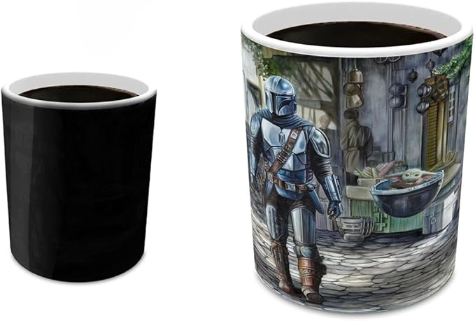 Morphing Mugs Star Wars – The Mandalorian – A Welcome Sight - Thomas Kinkade Studios – One 11 oz Color Changing Ceramic Mug – Image Revealed When HOT Liquid Is Added! MMUG1661