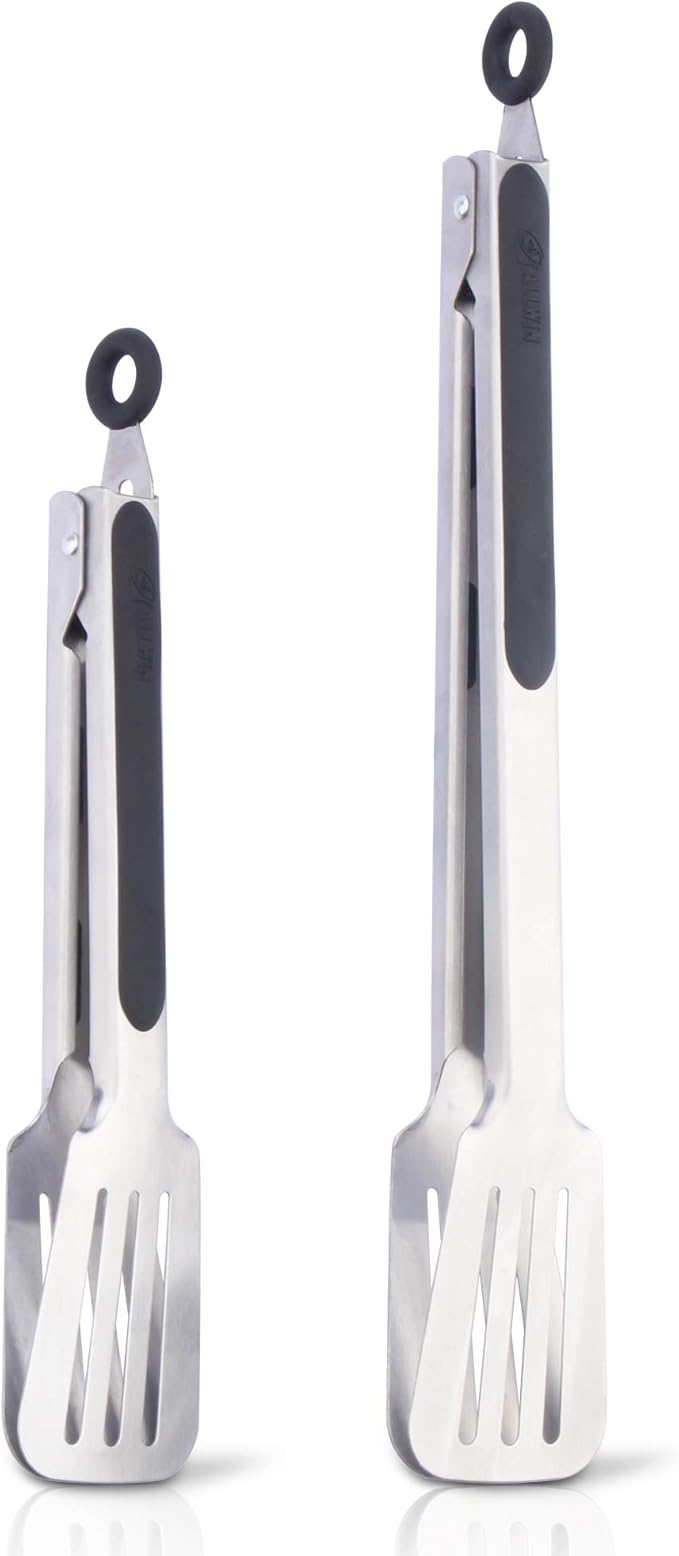 ALLWIN-HOUSEWARE W Premium 304 Stainless Steel Barbecue Turners, Heavy Duty Non-Stick BBQ Cooking Kitchen Tongs