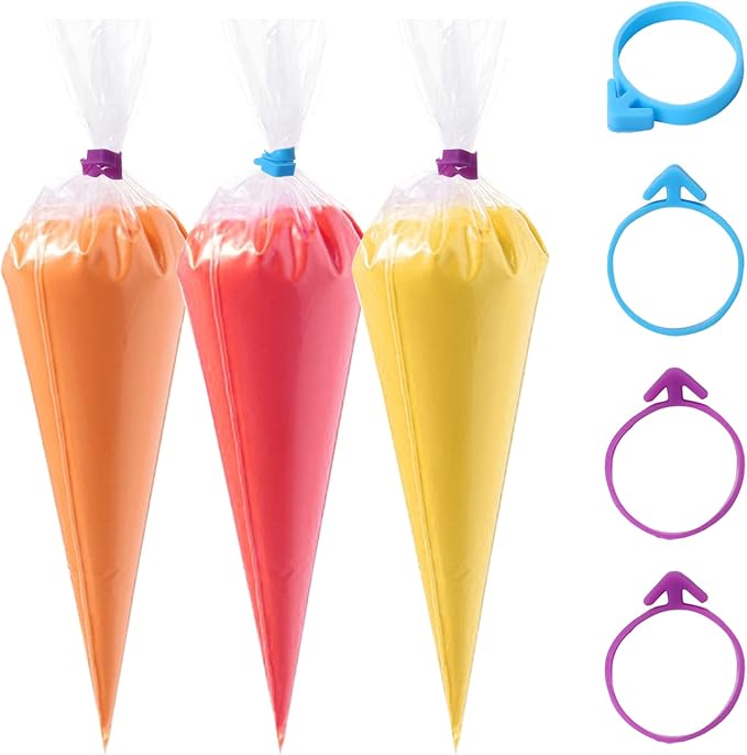 40 Pcs Pastry Bag Ties, Reusable Silicone Piping Bag Clips, Icing Bags Clips Decorating Bags Ties for Cookies, Cupcakes, Pastry Baking