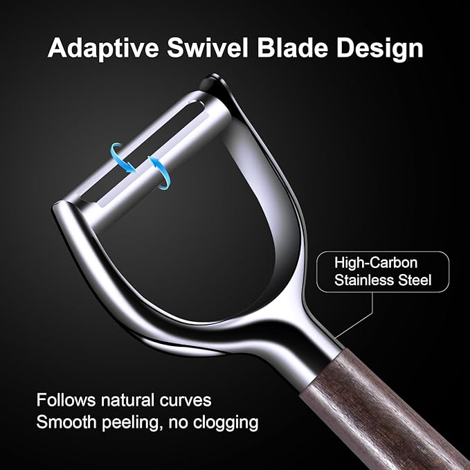 Premium Vegetable Peeler, Stainless Steel Potato Peeler with Ergonomic Wood Handle, Sharp Veggie Peeler for Potatoes, Carrots, Fruits & Cabbage, Professional Peeler for Kitchen (Y Shape)