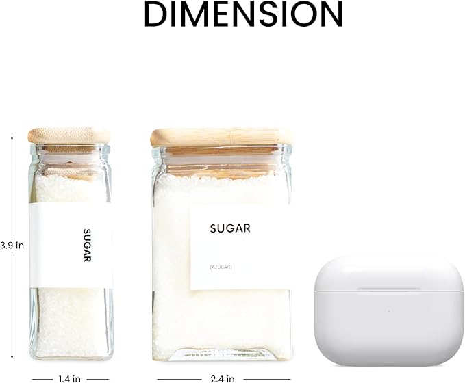 APT 1101 Glass Storage Jars with Bamboo Lid, glass canisters with airtight lids, Clear jars with lids for Spice, Cookie, Candy, Tea, Coffee Bean and Rice (White, 4oz, set of 12)