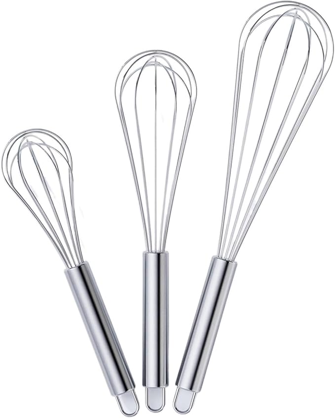 Balloon Whisk Stainless Steel 304 18/8 Wire Beater 8"10"12" Kitchen Cooking Tool No-Stick For Egg(12 Inch Red)