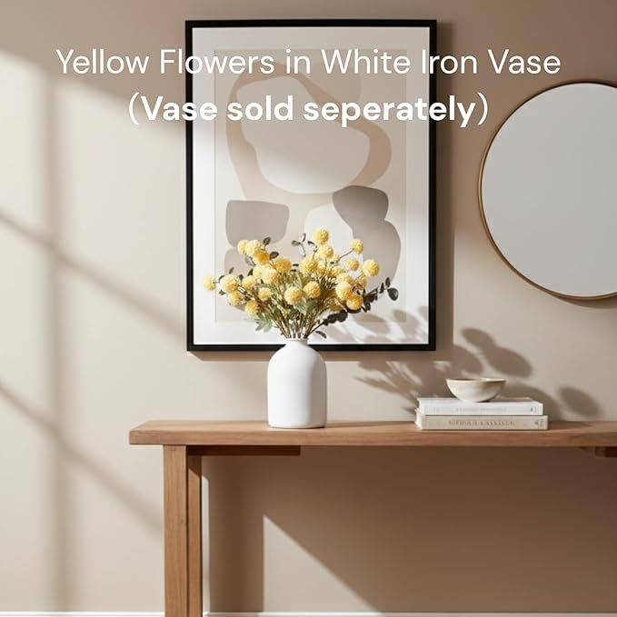Yellow Flowers Artificial 10 Long Stems Kiku Flower With Eucalyptus, Spring Flowers Decor, Mustard Yellow Decor, Flores Amarillas Artificiales Para Decoracion, Faux Easter Spring Summer Floral Stems