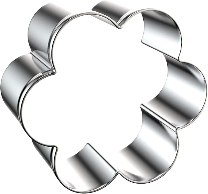 Scallop Flower Cookie Cutter Set Large - 5 Inch, 4 Inch, 3 Inch, 2 Inch - Six Petal Scalloped Edge Spring Flower Cookie Cutters Shapes Molds - Stainless Steel
